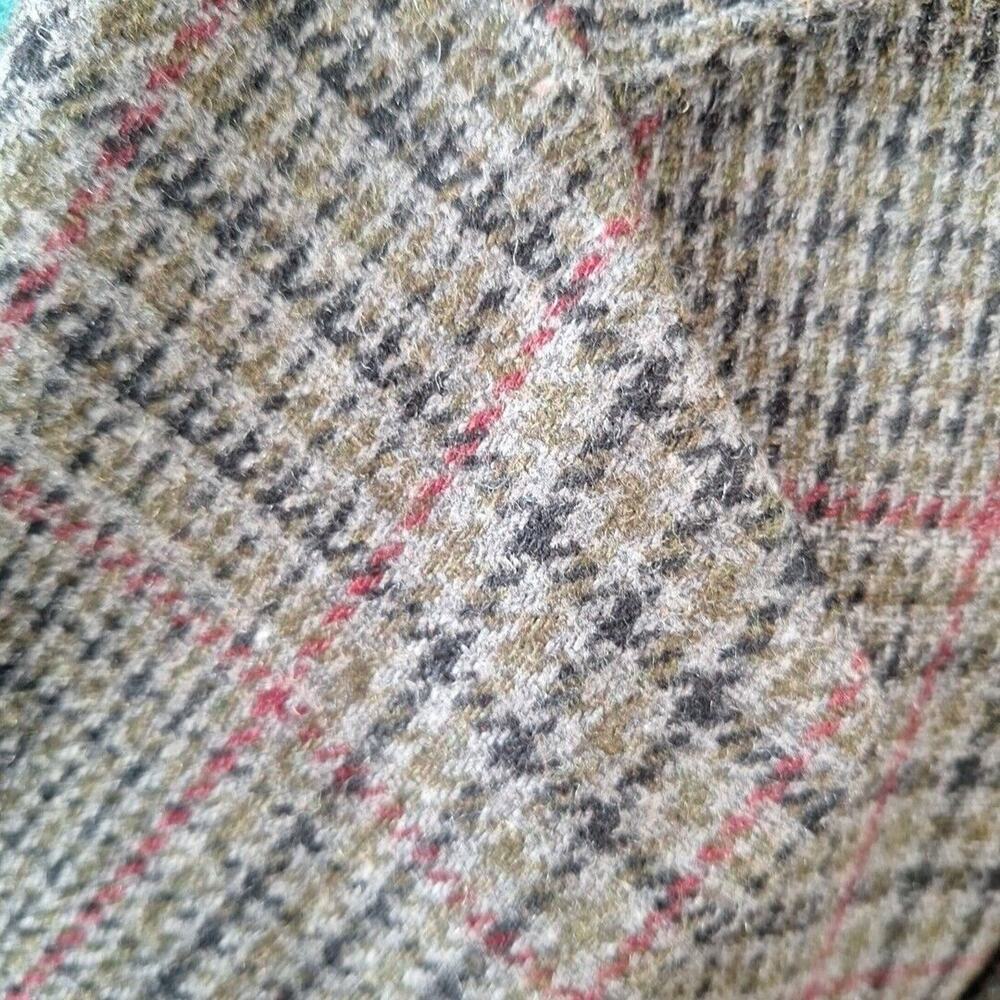 Vintage Sag Harbor Gray Green Plaid Wool Blnd Blazer Women Size 14P Petite - Picture 2 of 9